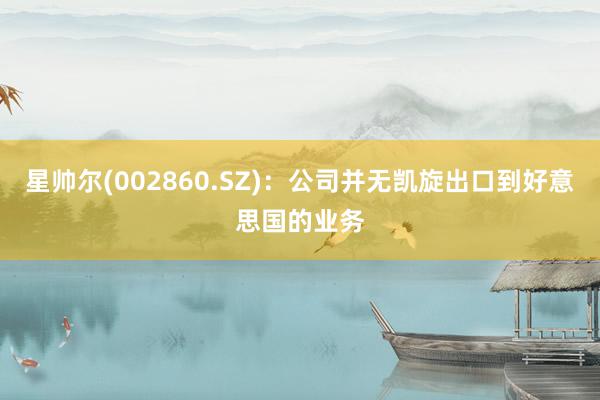 星帅尔(002860.SZ)：公司并无凯旋出口到好意思国的业务