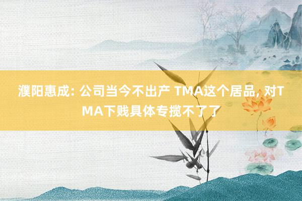 濮阳惠成: 公司当今不出产 TMA这个居品, 对TMA下贱具体专揽不了了