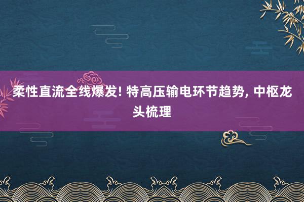 柔性直流全线爆发! 特高压输电环节趋势, 中枢龙头梳理