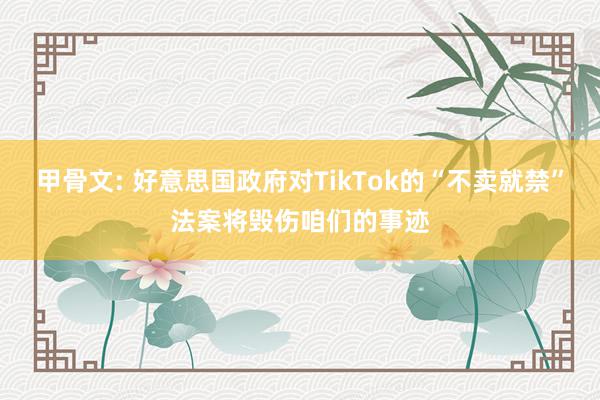 甲骨文: 好意思国政府对TikTok的“不卖就禁”法案将毁伤咱们的事迹