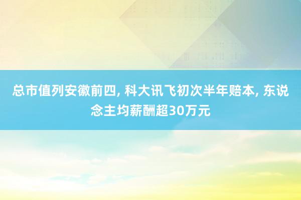 总市值列安徽前四, 科大讯飞初次半年赔本, 东说念主均薪酬超30万元