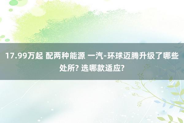 17.99万起 配两种能源 一汽-环球迈腾升级了哪些处所? 选哪款适应?