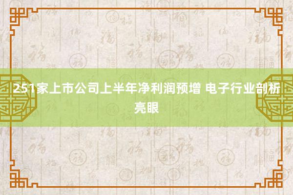 251家上市公司上半年净利润预增 电子行业剖析亮眼