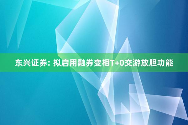 东兴证券: 拟启用融券变相T+0交游放胆功能