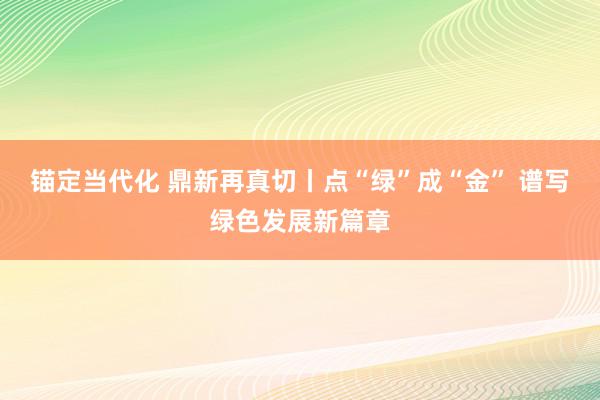 锚定当代化 鼎新再真切丨点“绿”成“金” 谱写绿色发展新篇章