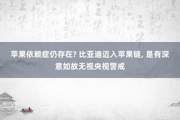 苹果依赖症仍存在? 比亚迪迈入苹果链, 是有深意如故无视央视警戒