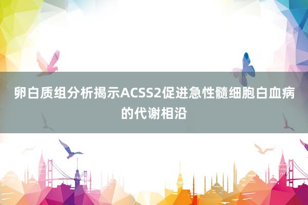 卵白质组分析揭示ACSS2促进急性髓细胞白血病的代谢相沿